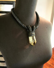 Load image into Gallery viewer, Black Leather &amp; Citrine Necklace