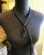 Load image into Gallery viewer, Black Leather &amp; Labradorite Lariat