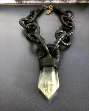 Load image into Gallery viewer, A Black Leather Chain Necklace w/ Citrine