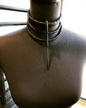Load image into Gallery viewer, Black Leather Tiered Metal Point Choker