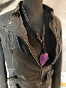 Black Leather & Kyanite Necklace (SALE)