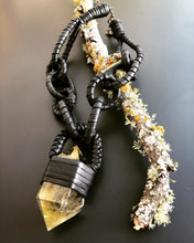 Load image into Gallery viewer, Black Leather &amp; Citrine Chain Necklace