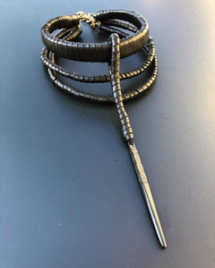 Black Leather Tiered Metal Point Choker