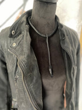 Load image into Gallery viewer, Leather &amp; Obsidian Drop Necklace