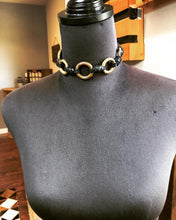 Load image into Gallery viewer, Brass Ring &amp; Black Leather Choker