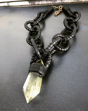 Load image into Gallery viewer, A Black Leather Chain Necklace w/ Citrine