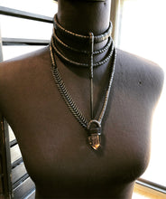 Load image into Gallery viewer, Black Leather Tiered Metal Point Choker