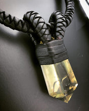Load image into Gallery viewer, A Black Leather &amp; Citrine Necklace