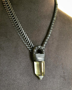 Chain & Citrine Necklace w/ Leather