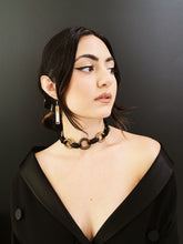 Load image into Gallery viewer, Brass Ring &amp; Black Leather Choker