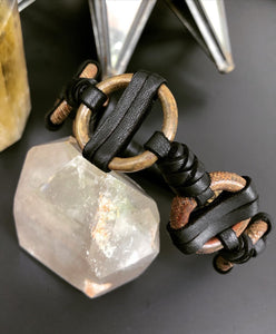Leather & Brass Ring Choker