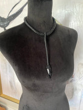 Load image into Gallery viewer, Leather &amp; Obsidian Drop Necklace