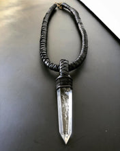 Load image into Gallery viewer, Leather &amp; Crystal Point Necklace