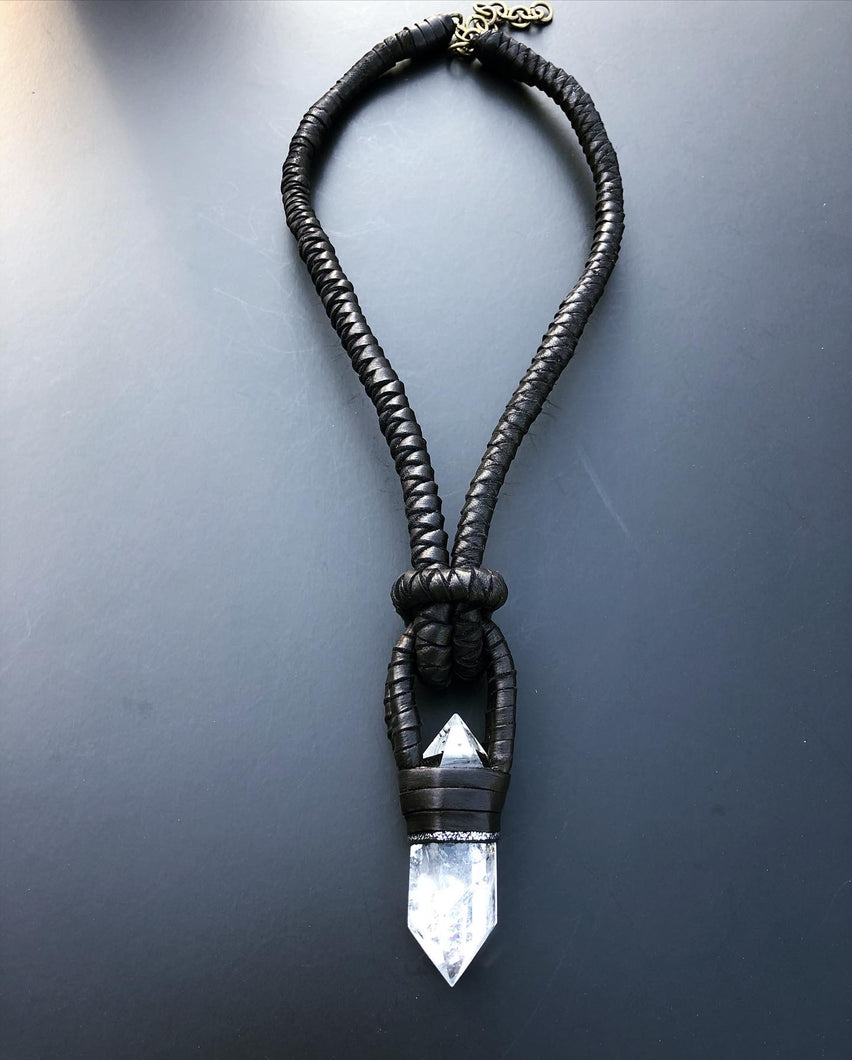 Leather & Crystal Necklace