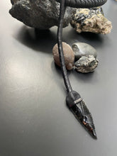 Load image into Gallery viewer, Leather &amp; Obsidian Drop Necklace