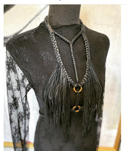 Load image into Gallery viewer, Black Leather Fringe Harness