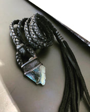Load image into Gallery viewer, Black Leather &amp; Labradorite Lariat
