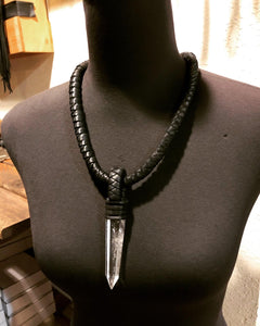 Leather & Crystal Point Necklace