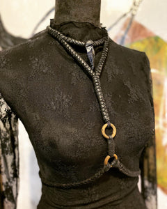 Black Leather Harness w/ Obsidian