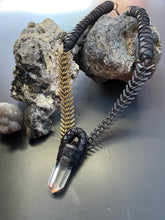 Load image into Gallery viewer, Brass &amp; Black Spine Chain &amp; Crystal Necklace (SALE)