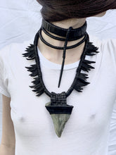 Load image into Gallery viewer, Black Leather Tiered Metal Point Choker