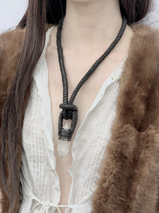 Leather & Crystal Necklace