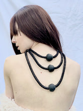 Load image into Gallery viewer, Black Leather Tiered Necklace